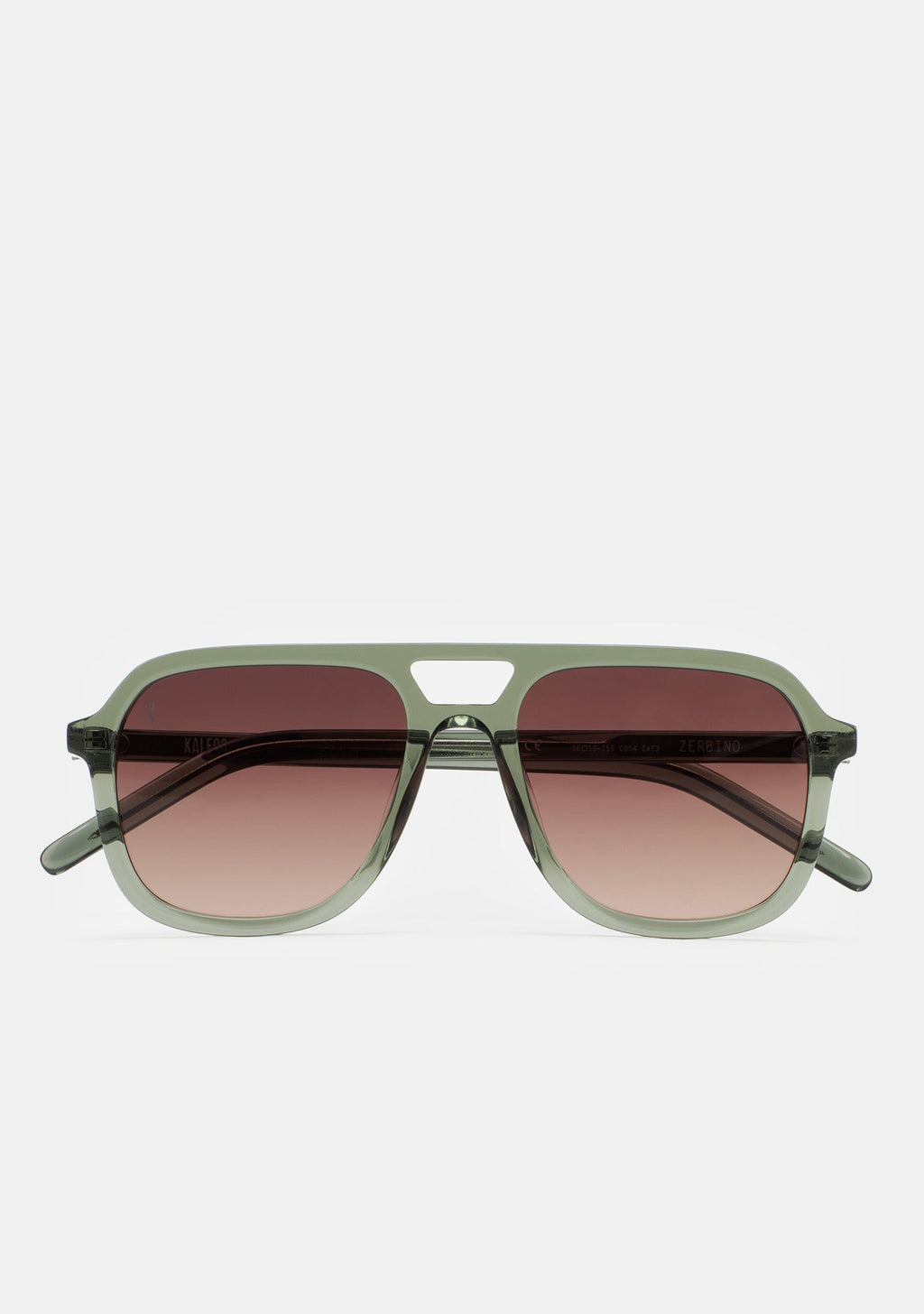 Lunettes de soleil carrées double pont Kaleos Zerbino coloris 04 en acétate vert transparent, vue 1