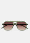 Lunettes de soleil carrées double pont Kaleos Zerbino coloris 04 en acétate vert transparent, vue 1