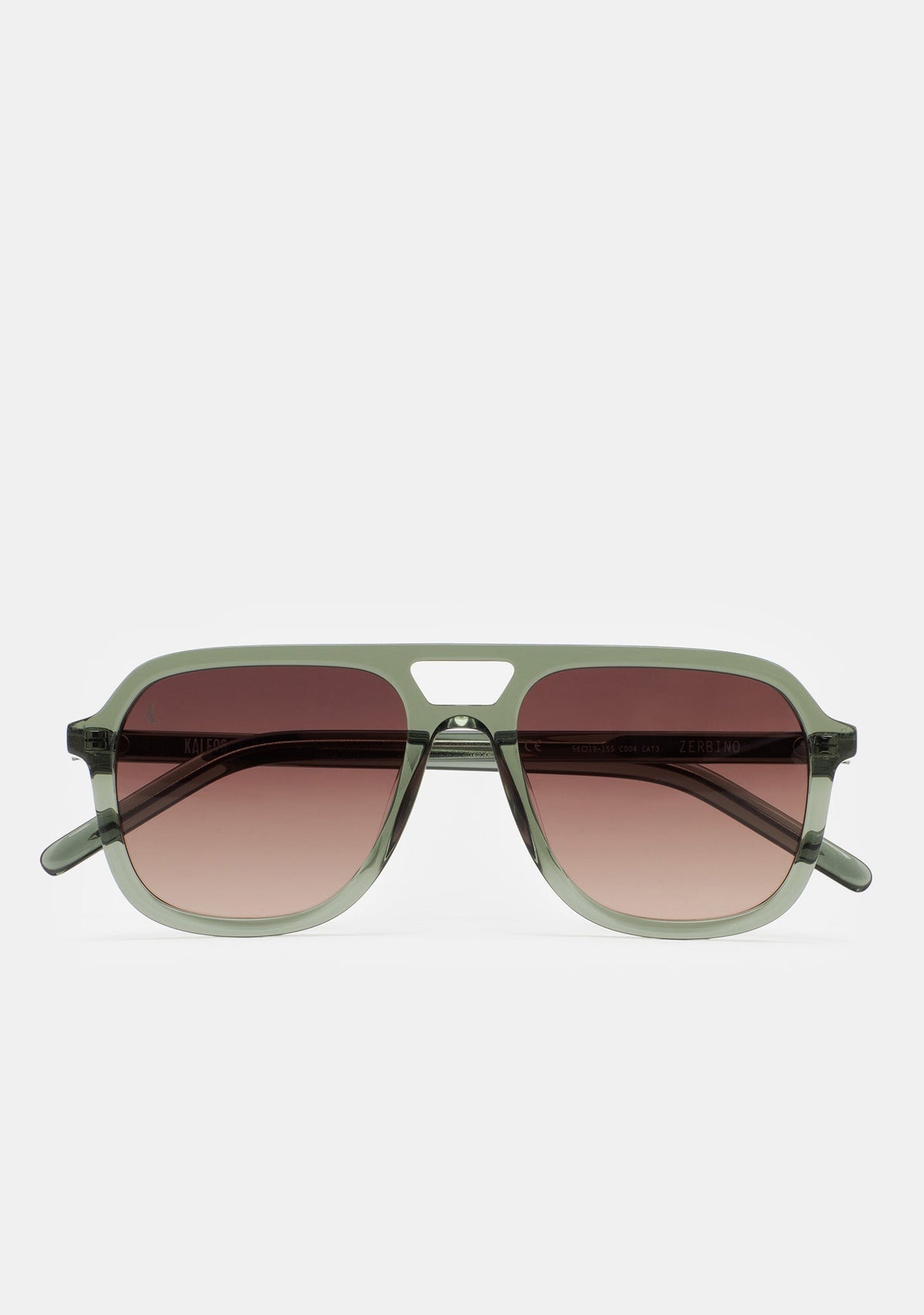 Lunettes de soleil carrées double pont Kaleos Zerbino coloris 04 en acétate vert transparent, vue 1