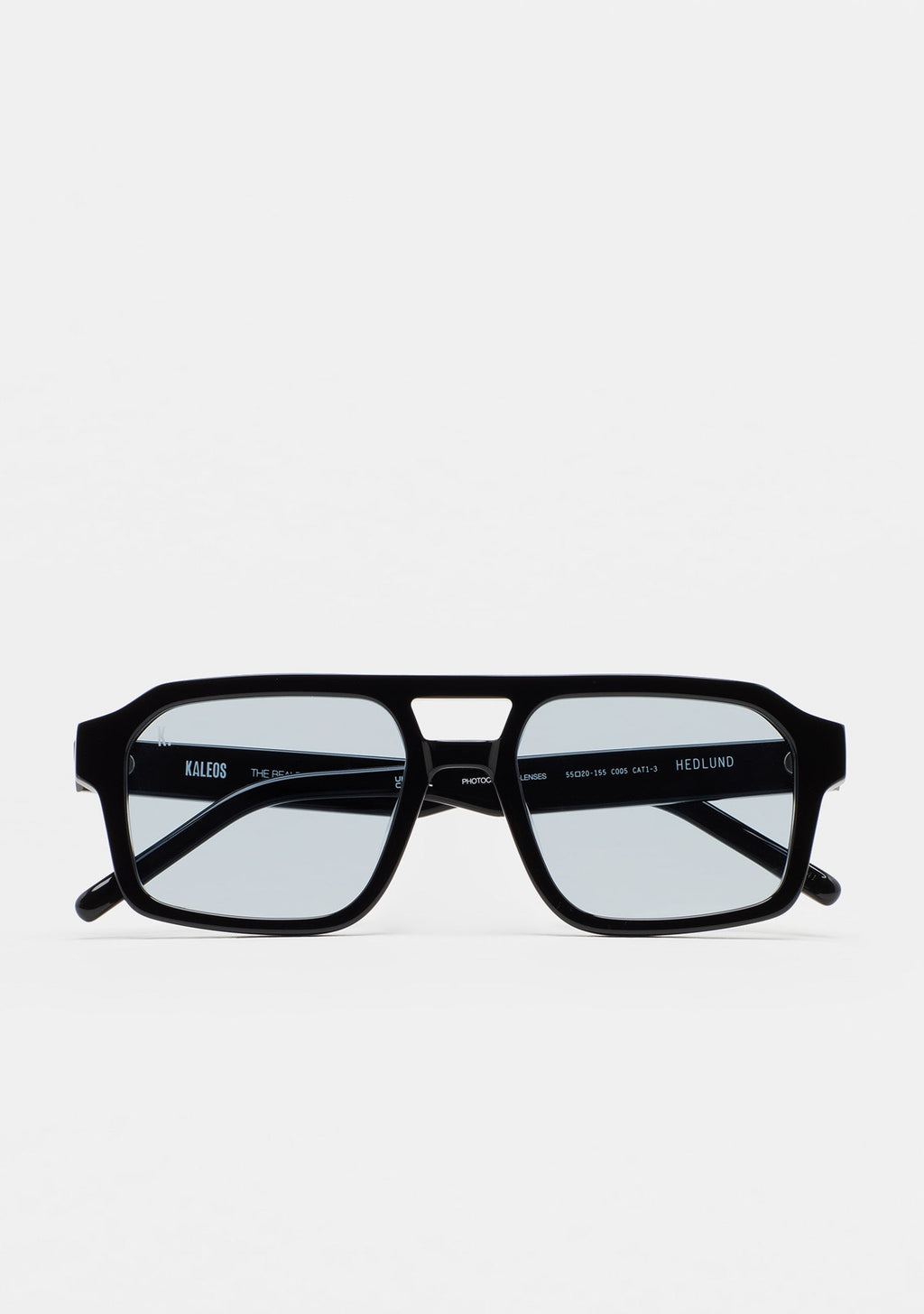 Lunettes de soleil rectangulaires double pont Kaleos Hedlund coloris 05 en acétate noir, vue 1