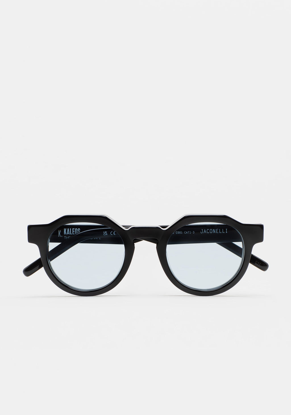 Lunettes de soleil pantos Kaleos Jaconelli coloris 01 en acétate noir, vue 1