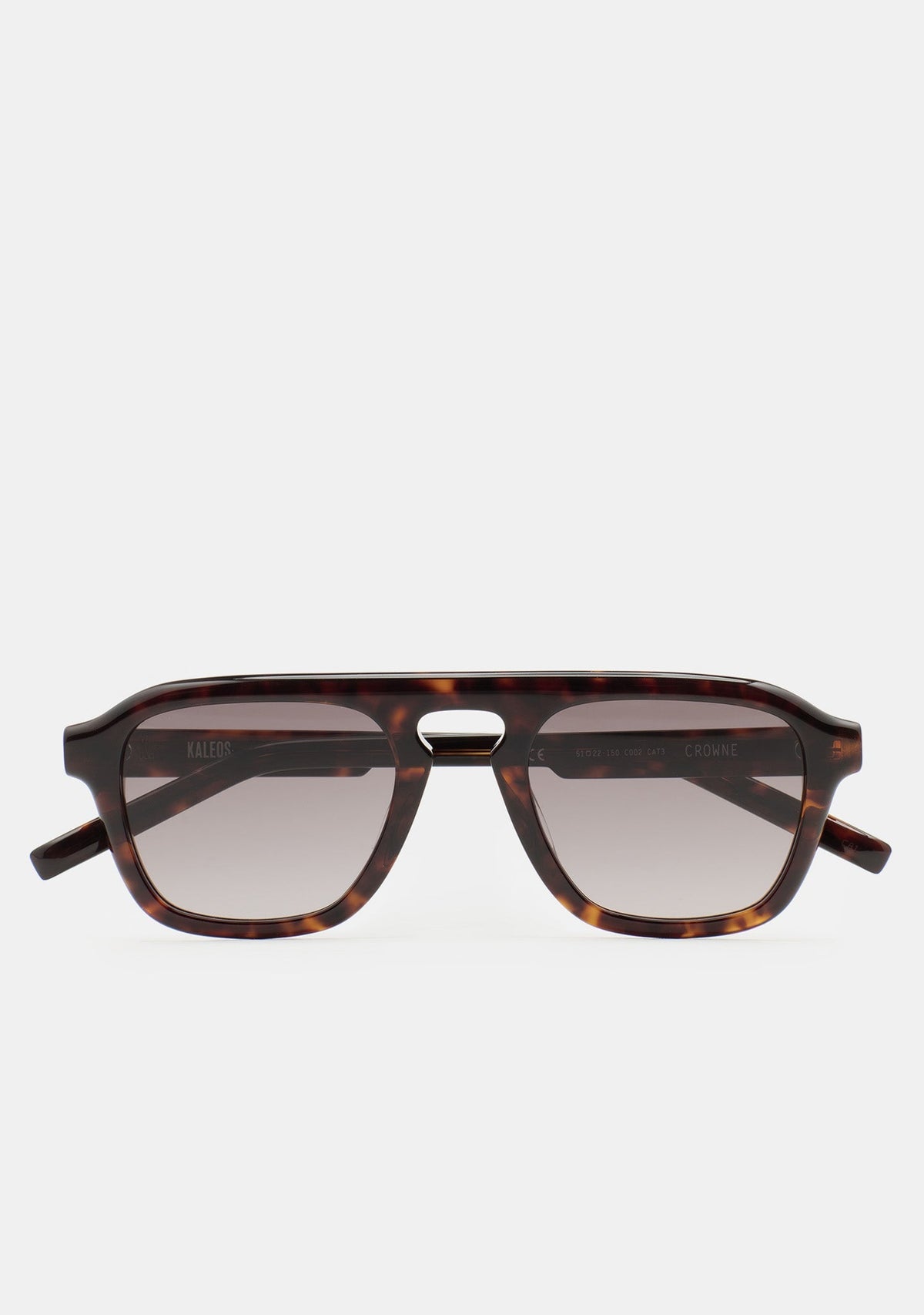 Lunettes de soleil rectangulaires Kaleos Crowne coloris 02 en acétate havane foncé, vue 1