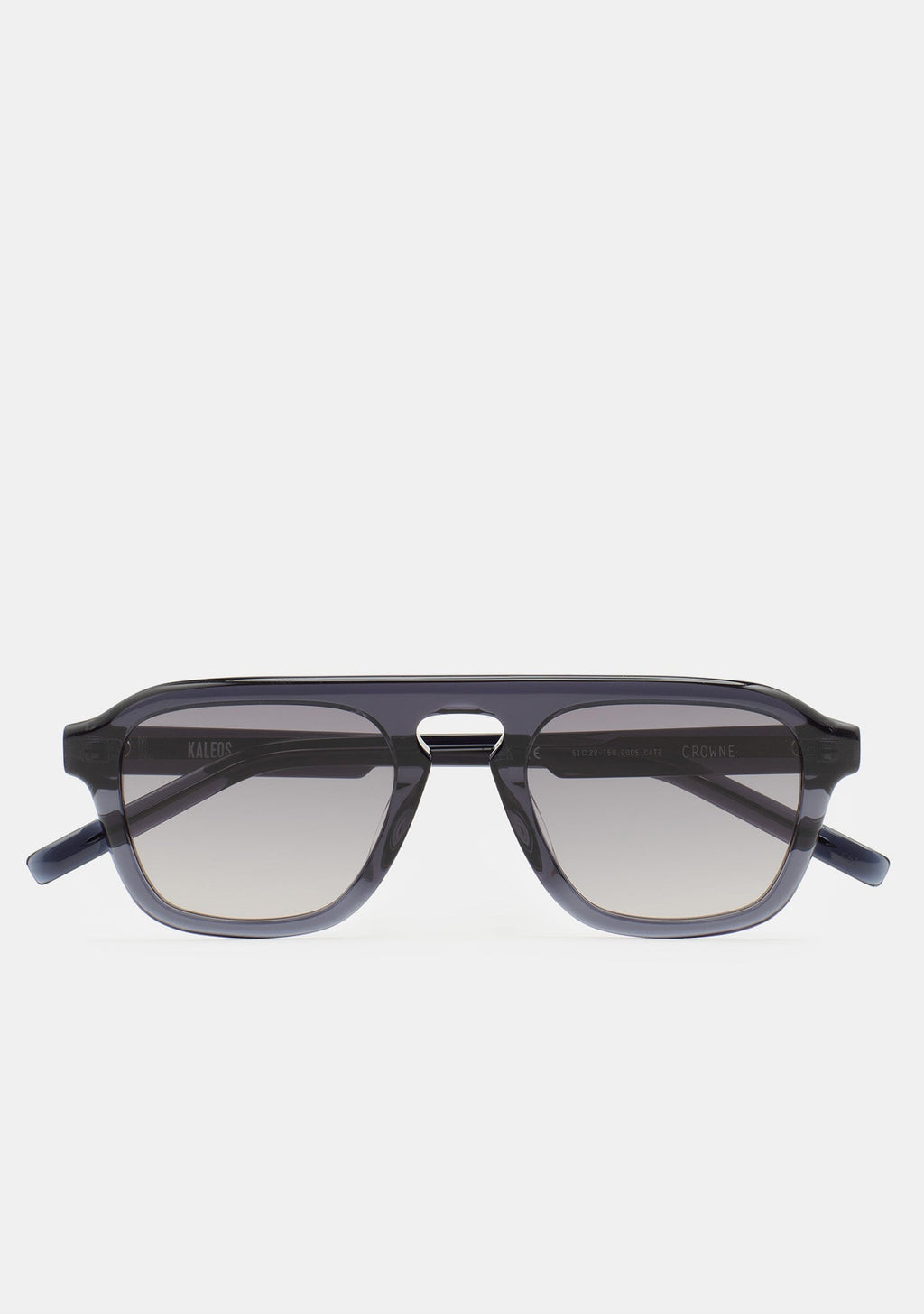 Lunettes de soleil rectangulaires Kaleos Crowne coloris 05 en acétate bleu gris transparent, vue 1