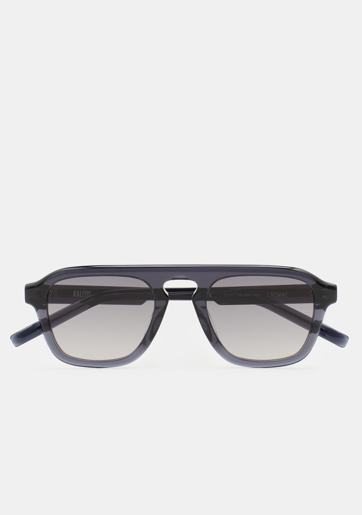 Lunettes de soleil rectangulaires Kaleos Crowne coloris 05 en acétate bleu gris transparent, vue 1