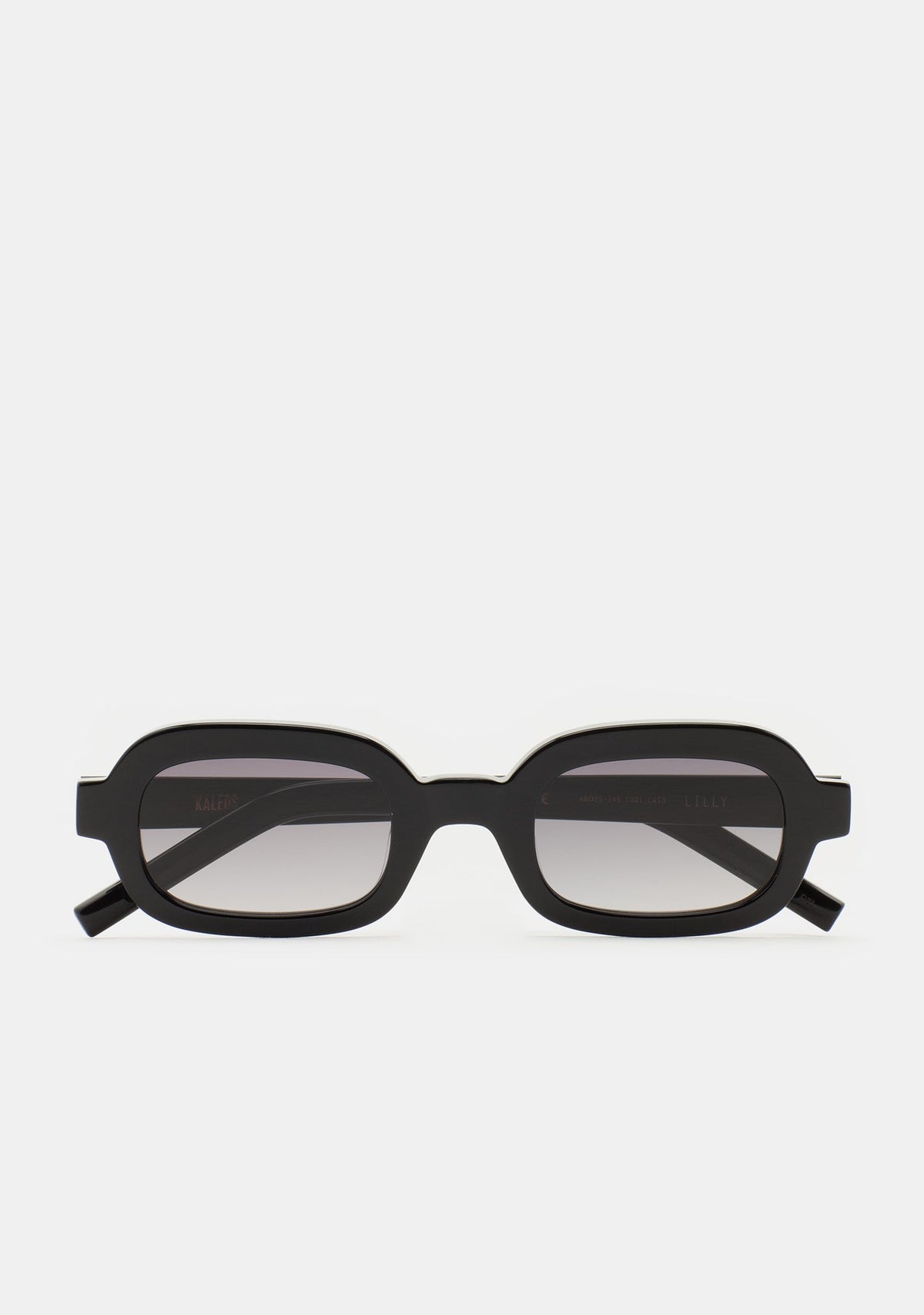 Lunettes de soleil rectangulaires noires Kaleos Lilly coloris 01 en acétate, vue 1