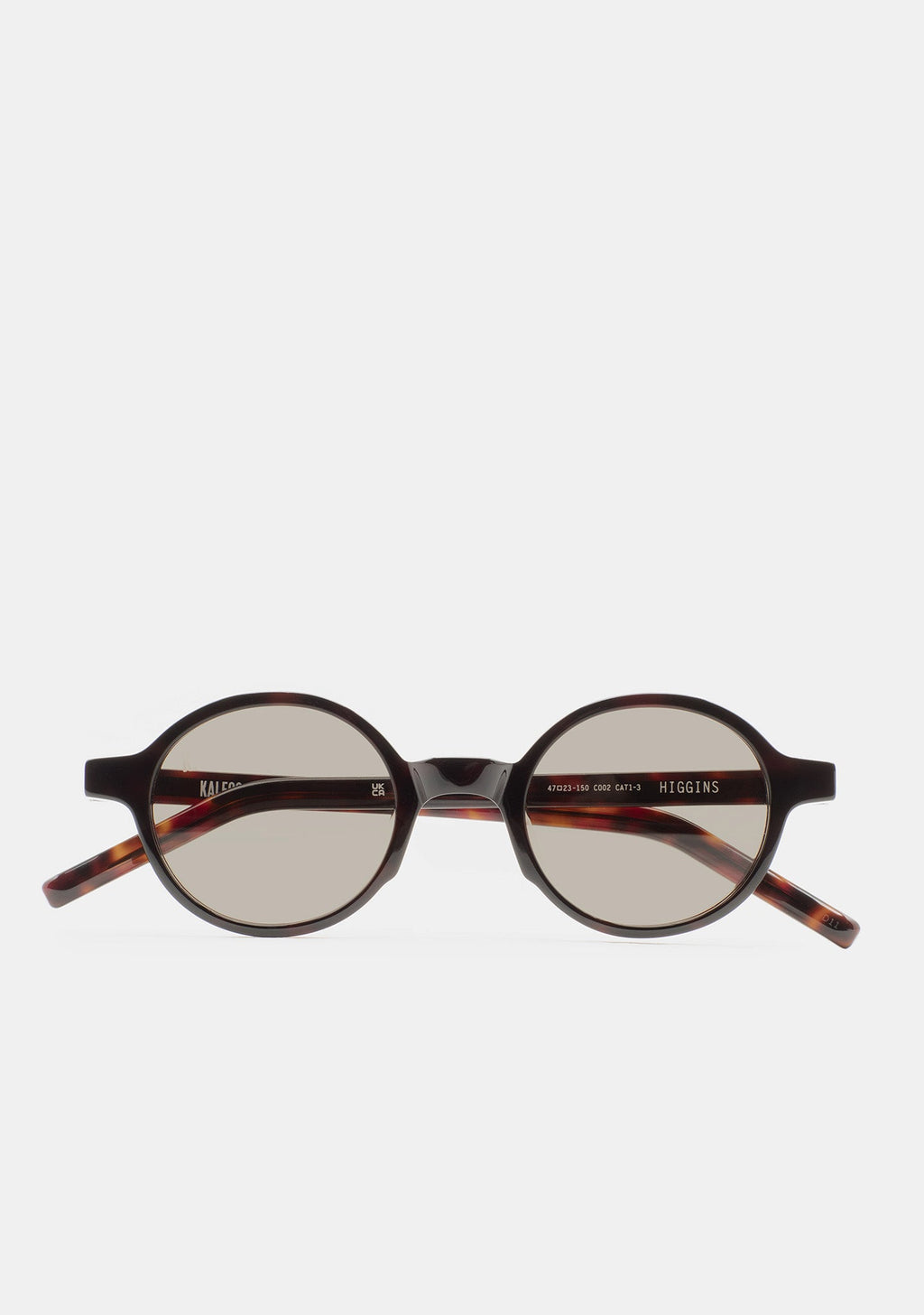 Lunettes de soleil rondes Kaleos Higgins coloris 02 en acétate havane foncé, vue 1
