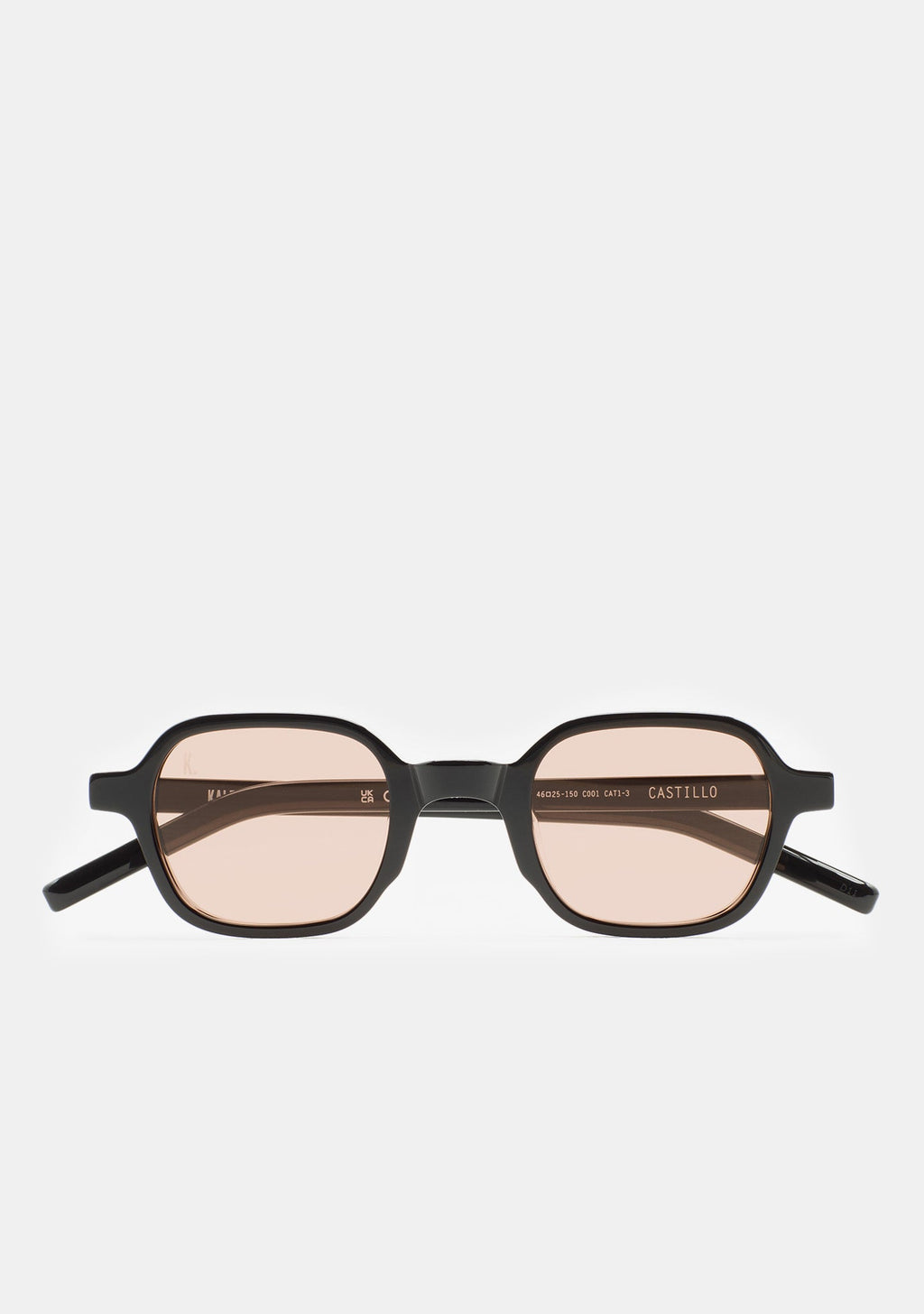 Lunettes de soleil carrées Kaleos Castillo coloris 01 en acétate noir, vue 1