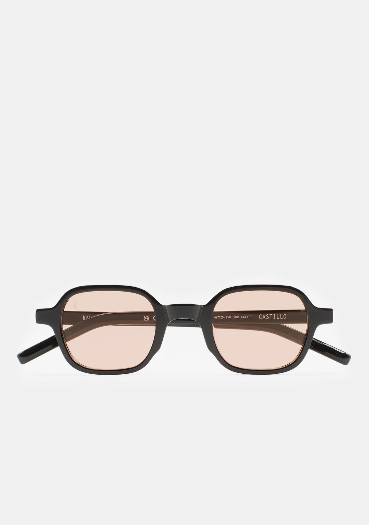 Lunettes de soleil carrées Kaleos Castillo coloris 01 en acétate noir, vue 1