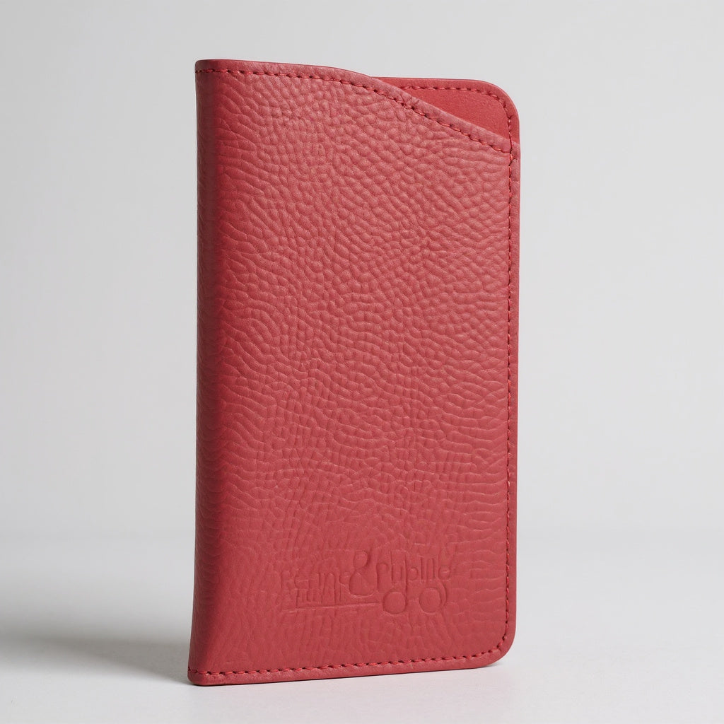 Étui à lunettes en cuir grainé rouge – Rétine & Pupille Opticiens