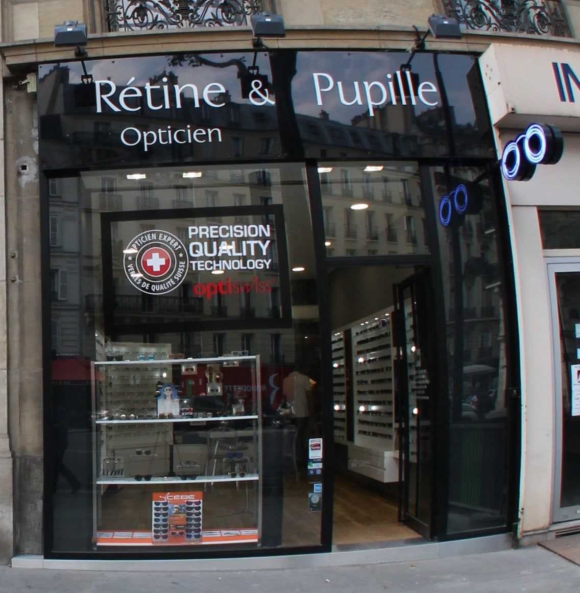 Façade de la boutique Rétine & Pupille Opticiens, 5 avenue de Villiers, Paris 17e