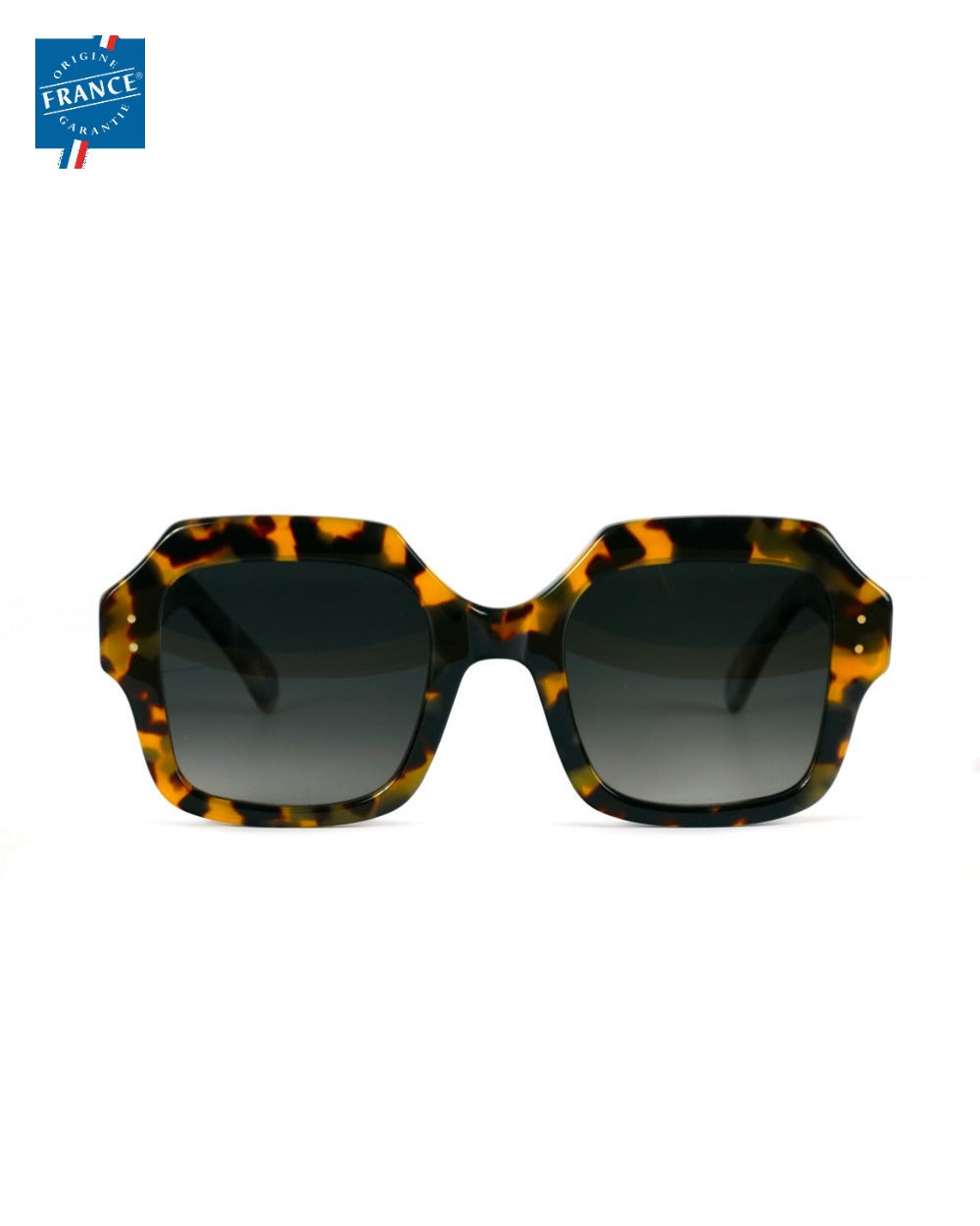 Lunettes de soleil Marmillon FMS.0227 éclats miel et café en acétate, Origine France Garantie
