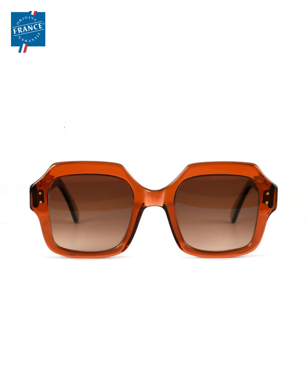Lunettes de soleil Marmillon FMS.0227 marron glacé en acétate, Origine France Garantie