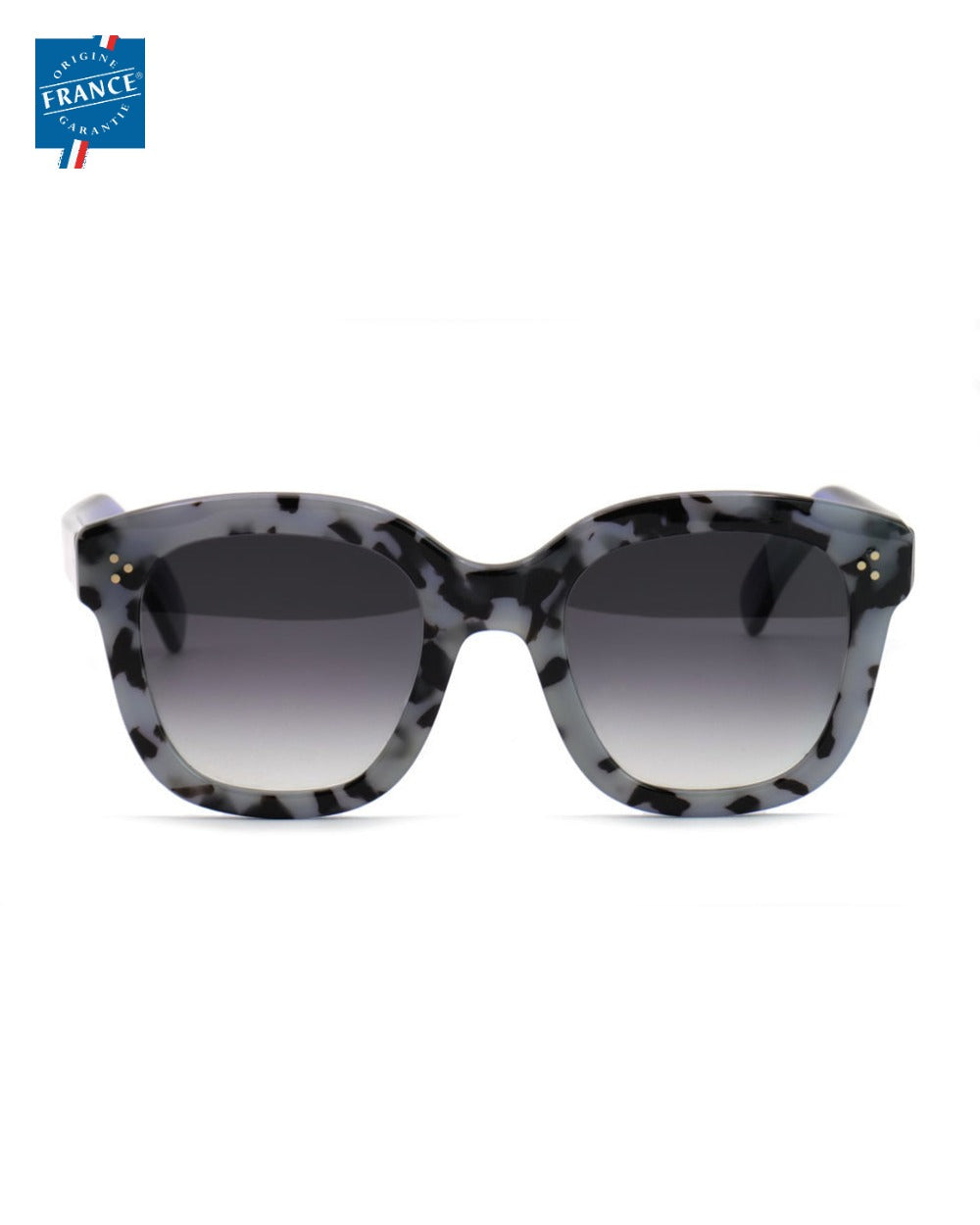 Lunettes de soleil Marmillon FMS.0117 Éclats noir et nuage, branche bleue - Origine France Garantie