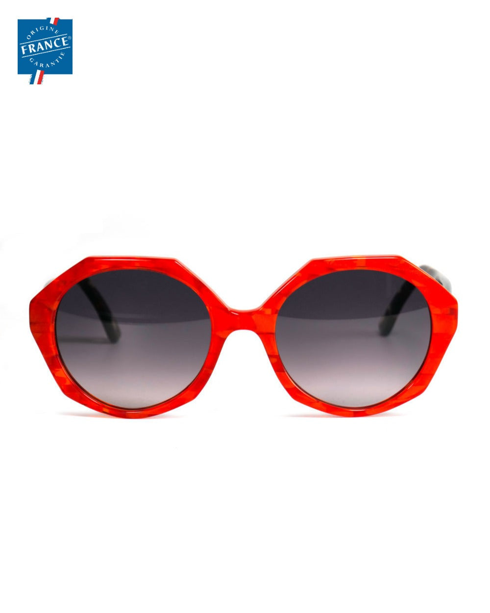 Lunettes de soleil Marmillon FMS.0622 Camaïeux rouge, branche écaille - Origine France Garantie