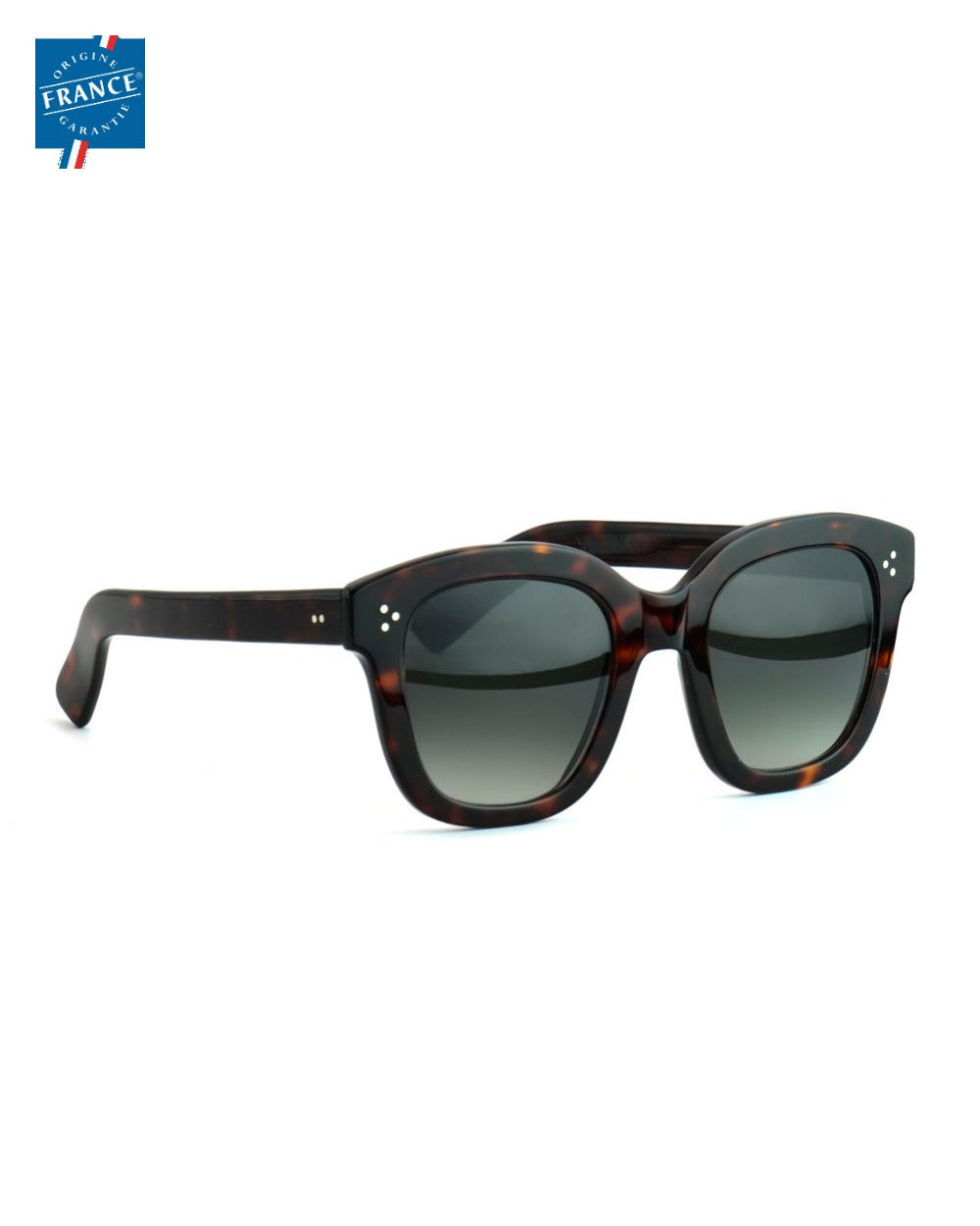 Lunettes de soleil Marmillon FMS.0117 Écaille sombre, vue de côté - Origine France Garantie