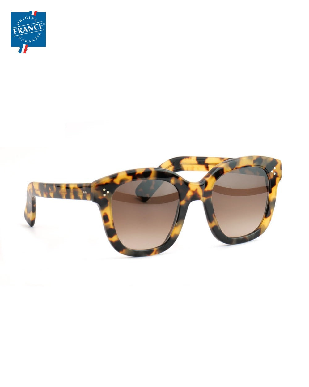 Lunettes de soleil Marmillon FMS.0117 Éclats miel et café, vue de côté - Origine France Garantie