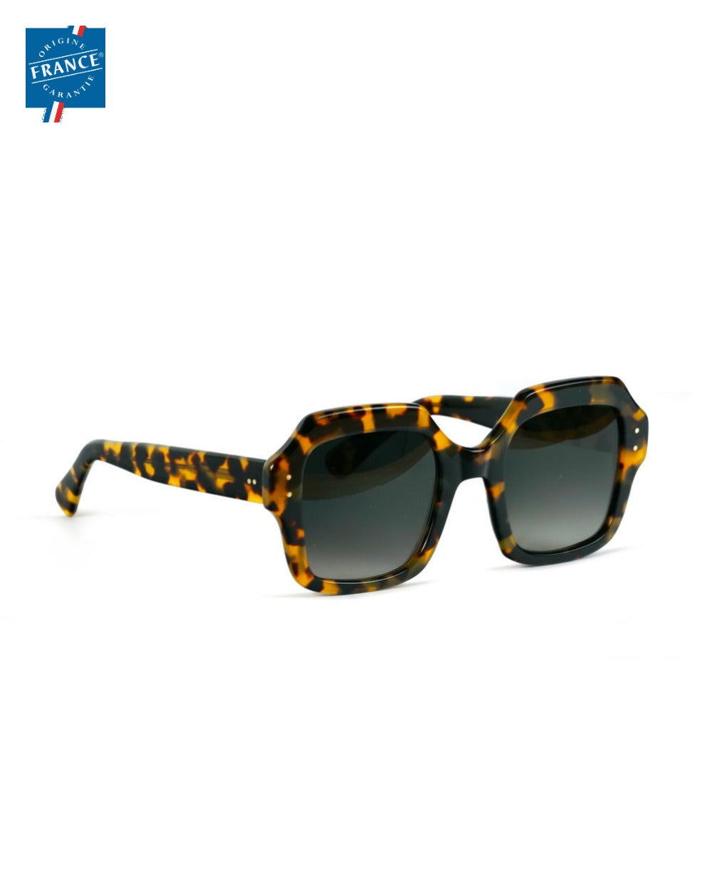 Lunettes de soleil Marmillon FMS.0227 Éclats miel et café, vue de côté - Origine France Garantie