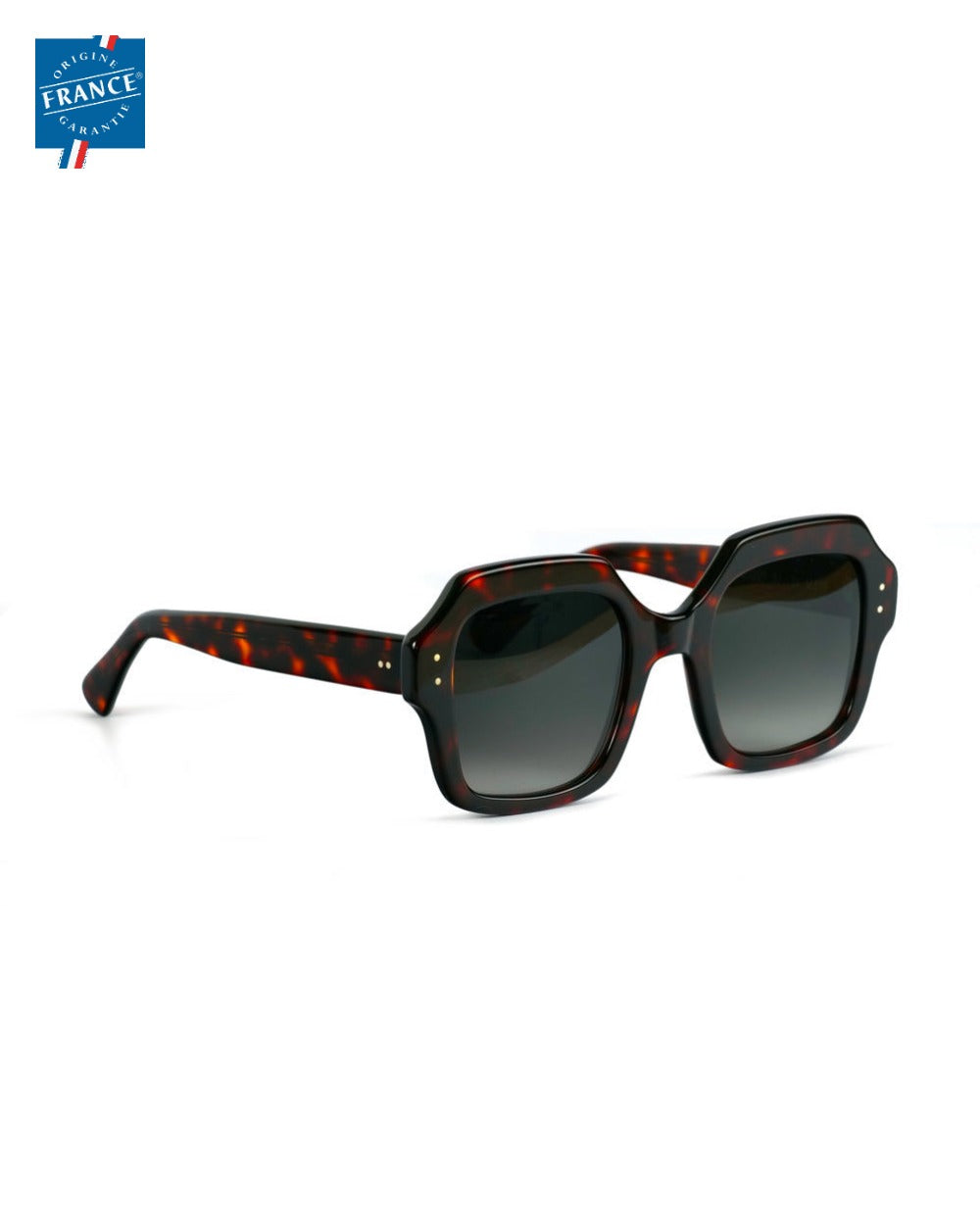 Lunettes de soleil Marmillon FMS.0227 Écaille sombre, vue de côté - Origine France Garantie