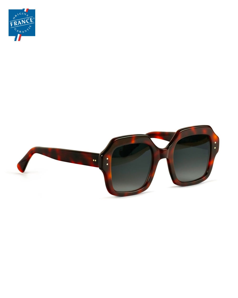 Lunettes de soleil Marmillon FMS.0227 Écaille brune, vue de côté - Origine France Garantie