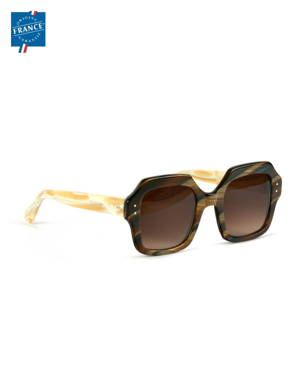 Lunettes de soleil Marmillon FMS.0227 Corne nappée, vue de côté - Origine France Garantie