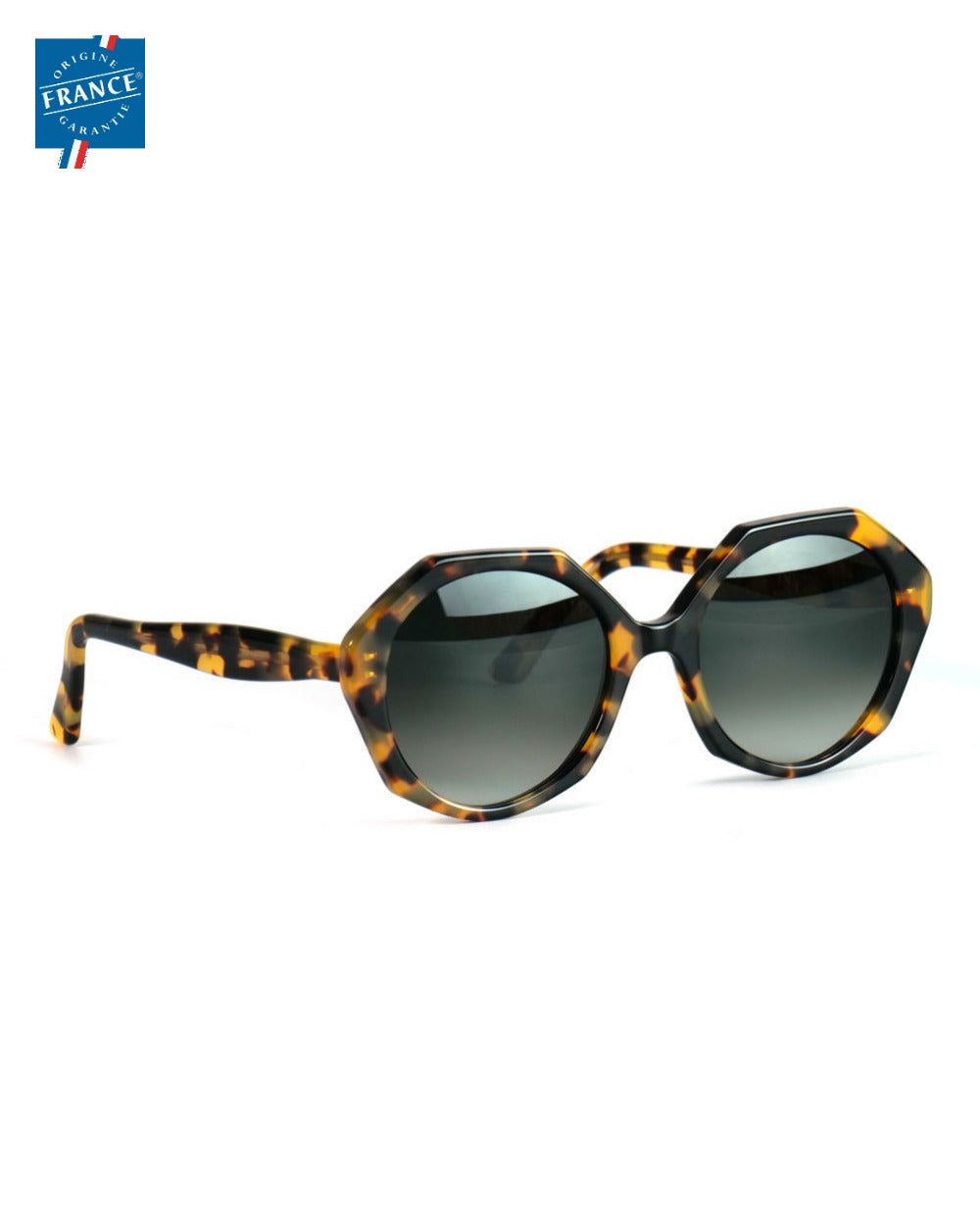 Lunettes de soleil Marmillon FMS.0622 Éclats miel et café, vue de côté - Origine France Garantie