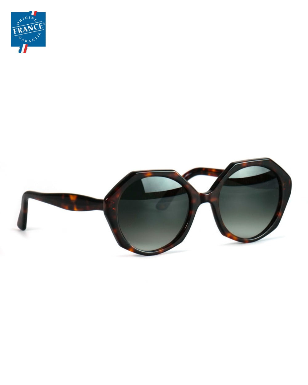 Lunettes de soleil Marmillon FMS.0622 Écaille sombre, vue de côté - Origine France Garantie