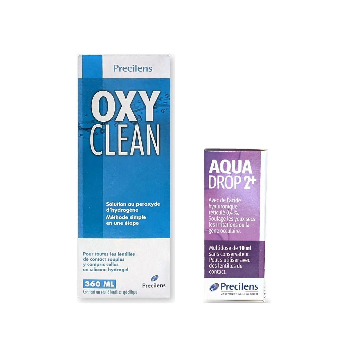 Pack Precilens : Oxyclean 360 ml et AquaDrop 2+ flacon 10 ml