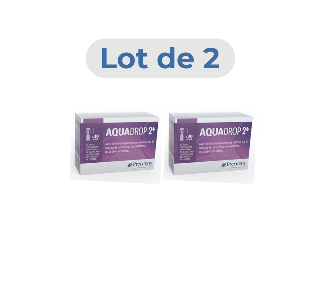 Precilens Aquadrop 2+ : Gouttes Oculaires Unidoses (30 x 0,5 ml) Sans Conservateur