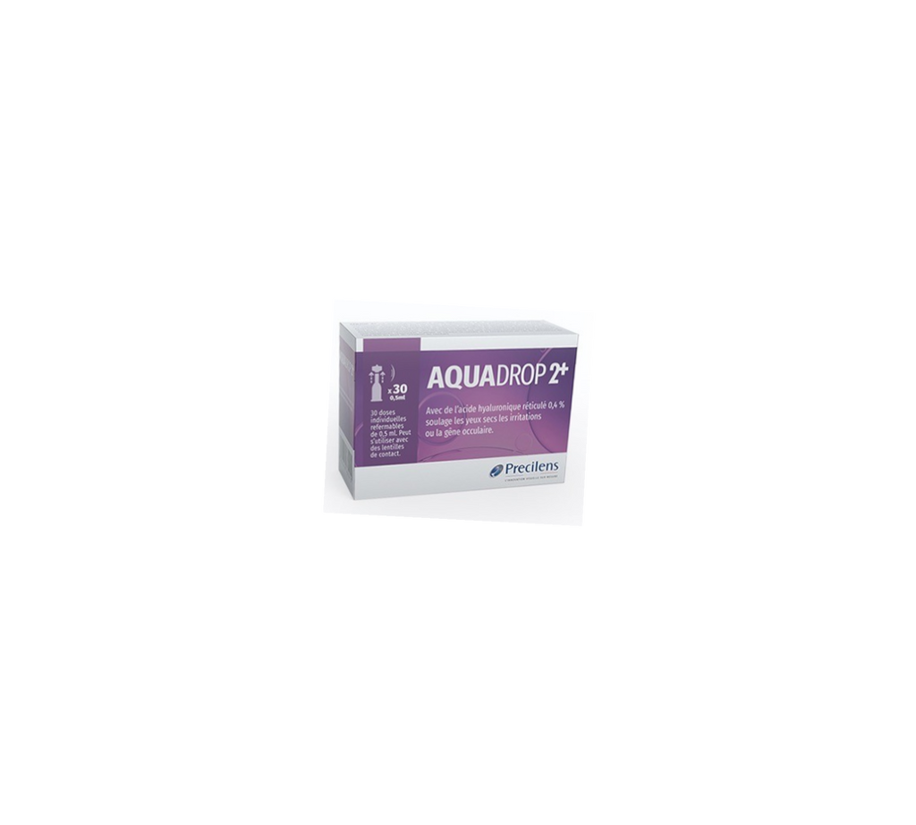 Precilens Aquadrop 2+ : Gouttes Oculaires Unidoses (30 x 0,5 ml) Sans Conservateur