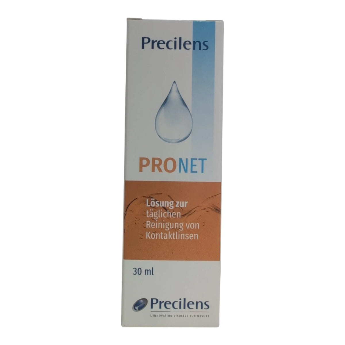 boîte PRONET Precilens 30 ml, solution nettoyante pour lentilles souples et rigides