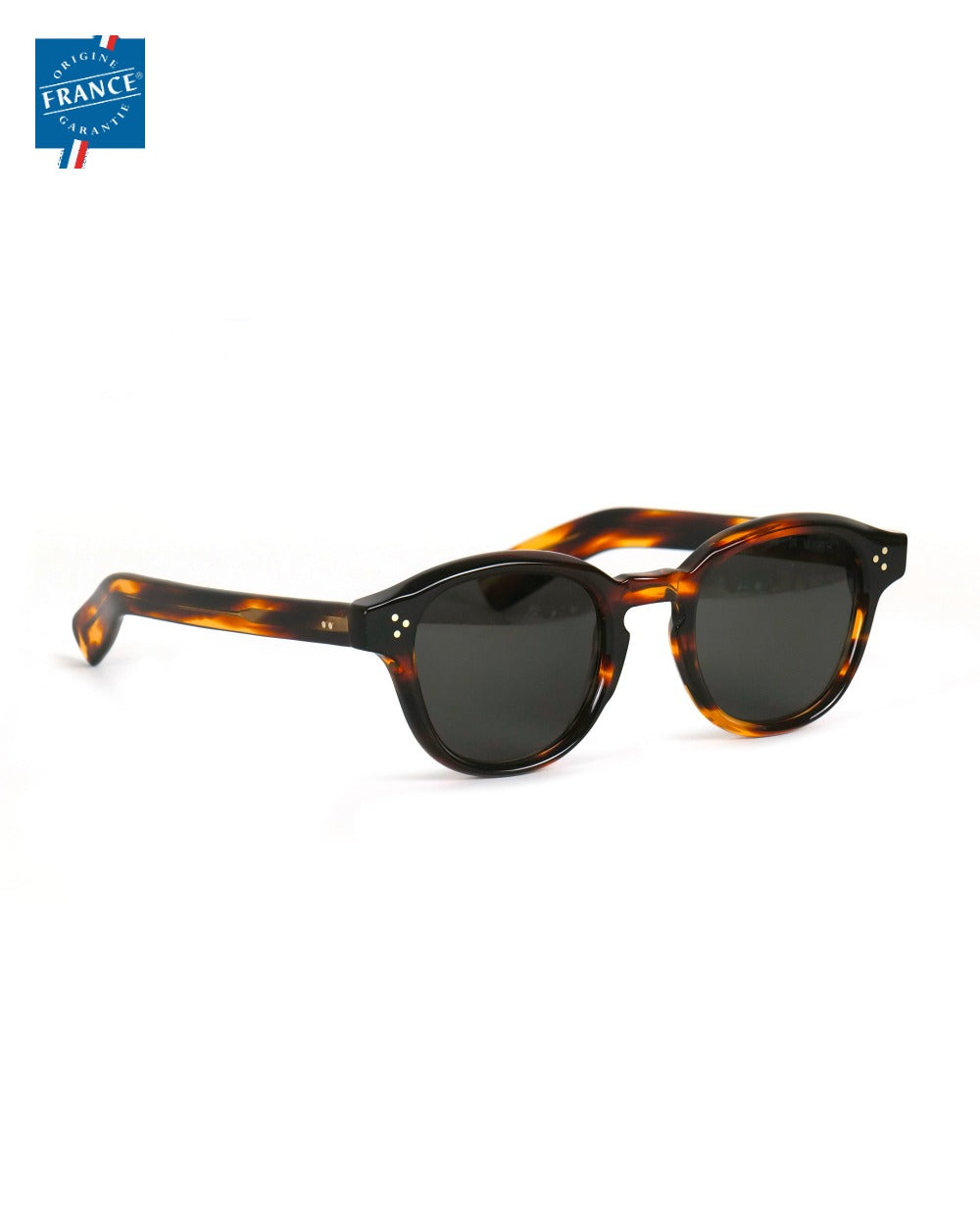 Lunettes de soleil Marmillon PO.60 Caramel et café, vue de côté - Origine France Garantie